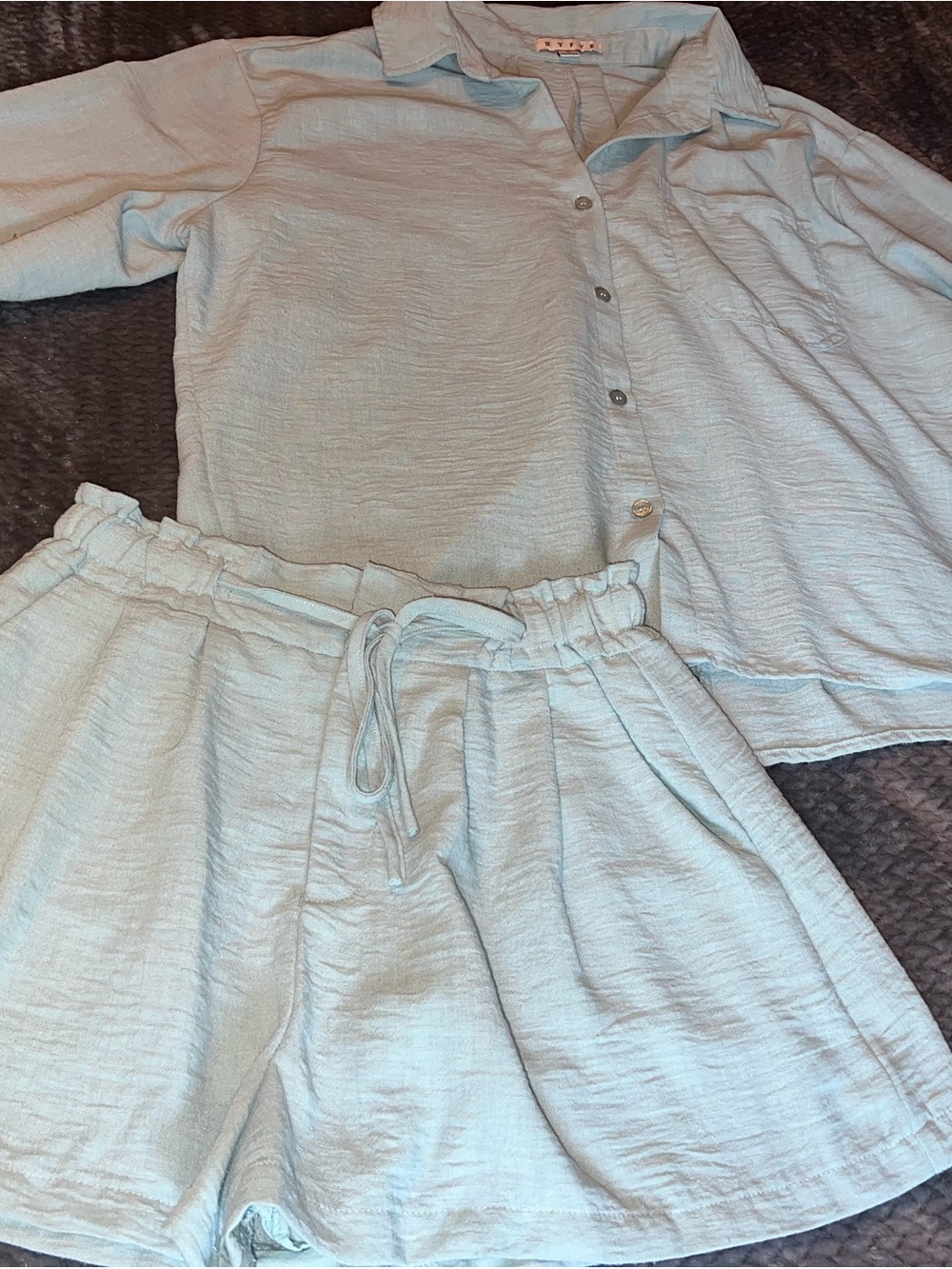 HYFVE two piece set, oversized button down & coordinating shorts, Small